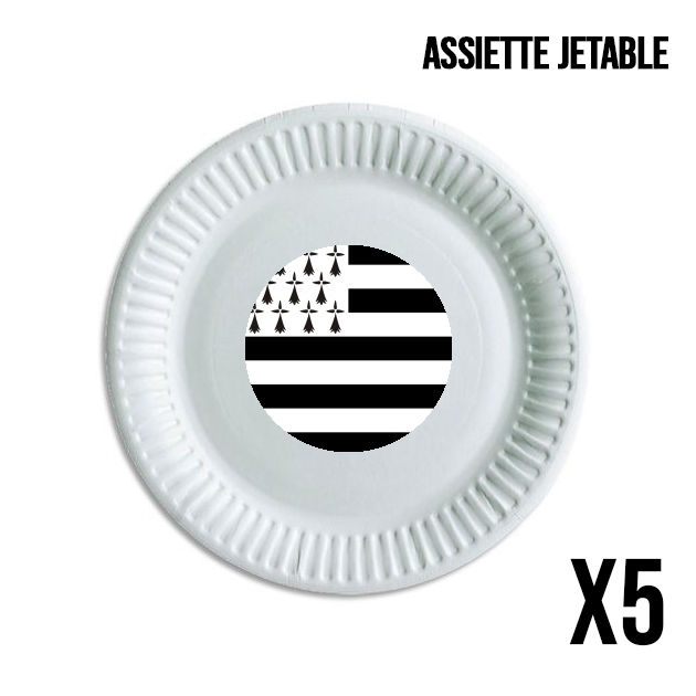 Assiette jetable personnalisable - Pack de 5 Bretagne