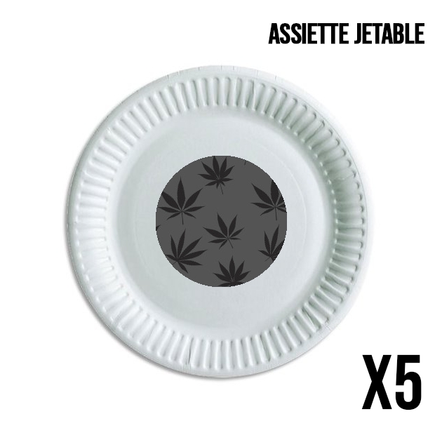 Assiette jetable personnalisable - Pack de 5 Feuille de cannabis Pattern