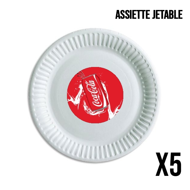Assiette jetable personnalisable - Pack de 5 Coca Cola Rouge Classic