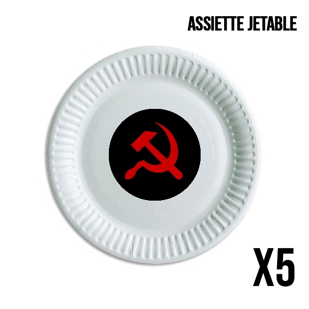 Assiette jetable personnalisable - Pack de 5 Communiste faucille et marteau