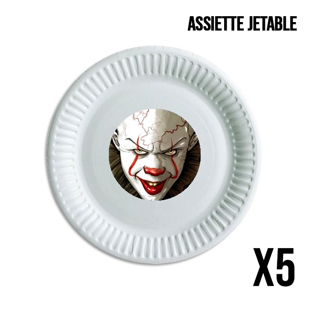 Assiette jetable personnalisable - Pack de 5 Evil Clown 