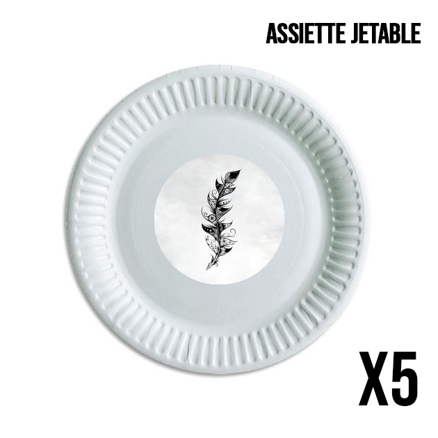 Assiette jetable personnalisable - Pack de 5 Feather