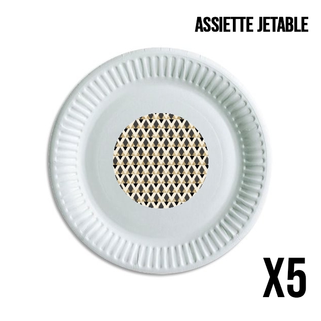 Assiette jetable personnalisable - Pack de 5 Glitter Triangles in Gold Black And Nude