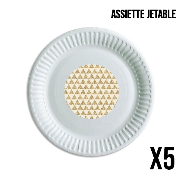 Assiette jetable personnalisable - Pack de 5 Glitter Triangles in Gold