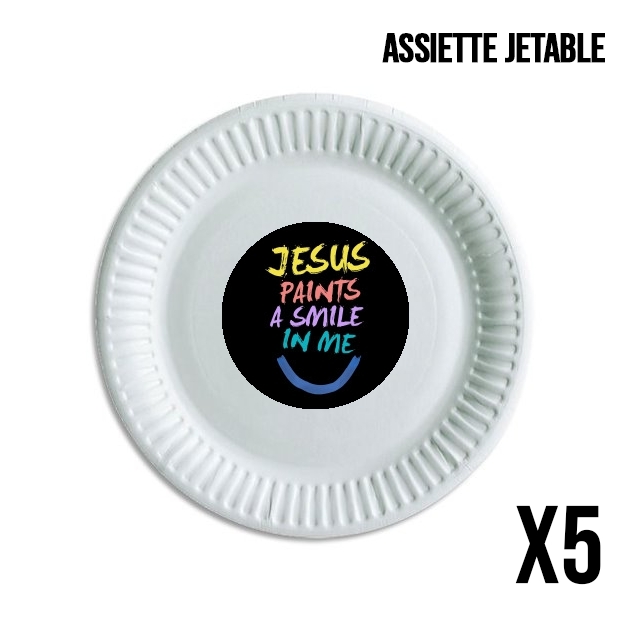 Assiette jetable personnalisable - Pack de 5 Jesus paints a smile in me Bible