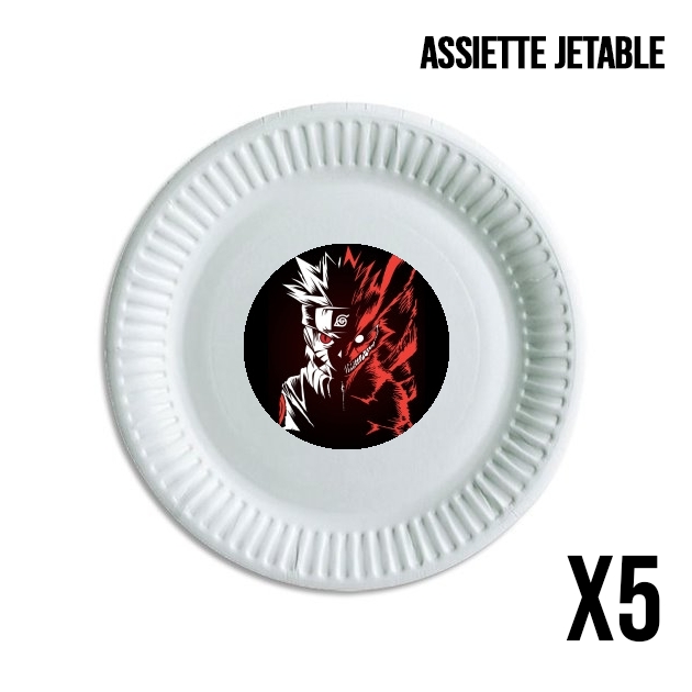 Assiette jetable personnalisable - Pack de 5 Kyubi x Naruto Angry