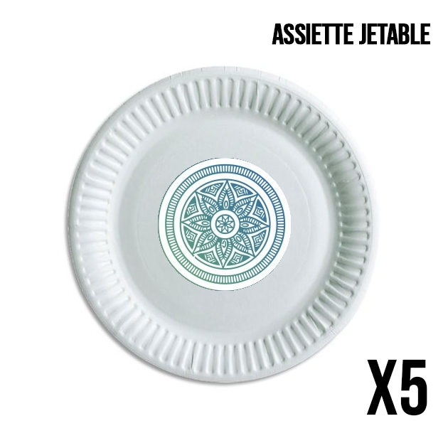 Assiette jetable personnalisable - Pack de 5 Mandala Peaceful