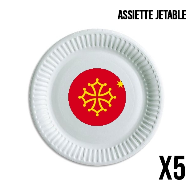 Assiette jetable personnalisable - Pack de 5 Occitanie