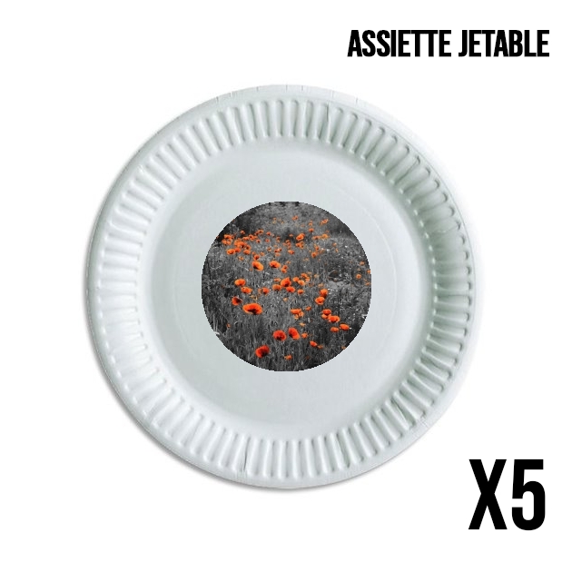 Assiette jetable personnalisable - Pack de 5 Red and Black Field