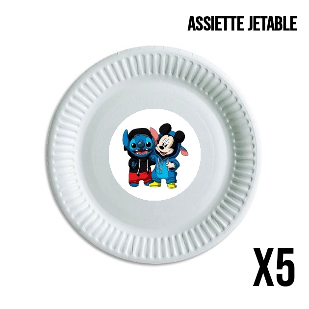 Assiette jetable personnalisable - Pack de 5 Stitch x The mouse