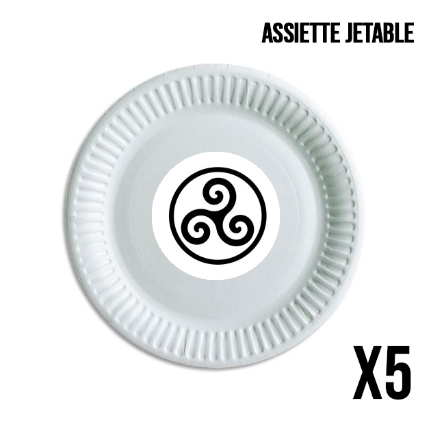 Assiette jetable personnalisable - Pack de 5 Triskel Symbole