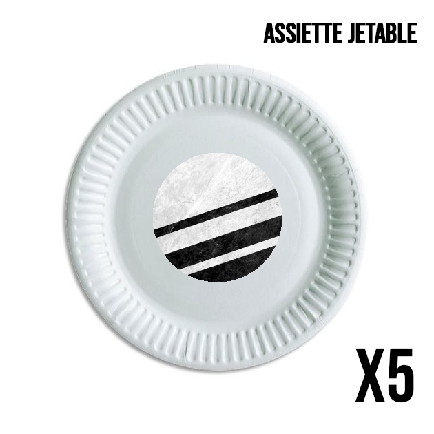 Assiette jetable personnalisable - Pack de 5 effet marbre blanc
