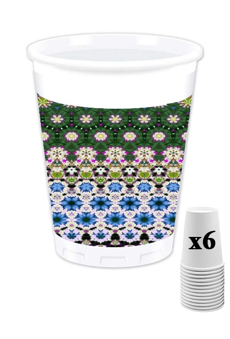 Gobelet Abstract ethnic floral stripe pattern white blue green