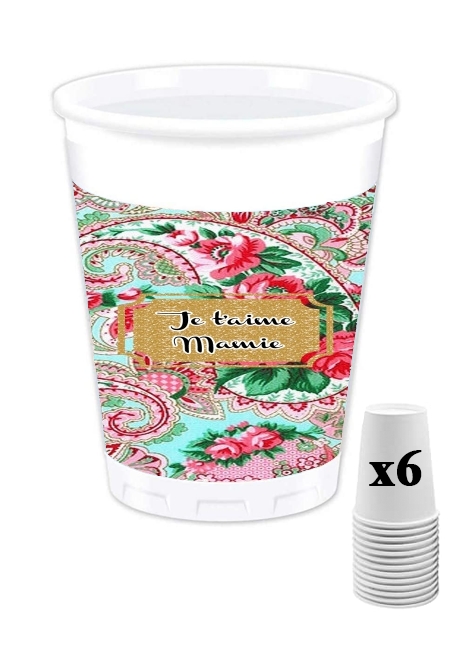 Gobelet Floral Old Tissue - Je t'aime Mamie
