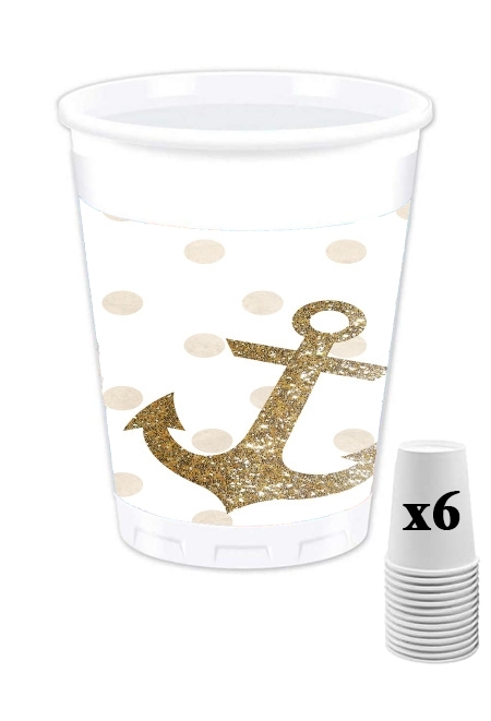 Gobelet Glitter Anchor and dots in gold