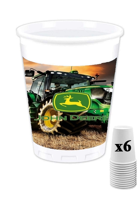 Gobelet personnalisable - Pack de 6 John Deer Tracteur vert
