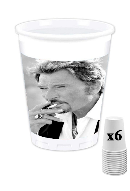 Gobelet personnalisable - Pack de 6 johnny hallyday Smoke Cigare Hommage