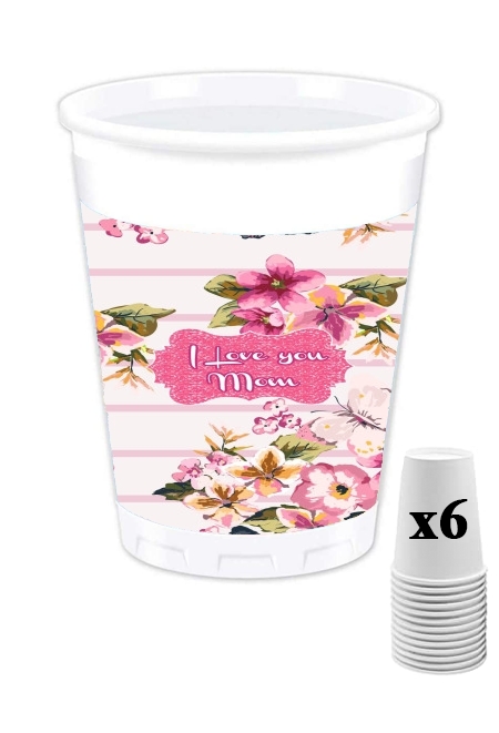 Gobelet Pink floral Marinière - Love You Mom