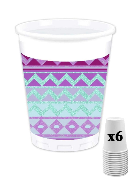 Gobelet Tribal Chevron in pink and mint glitter