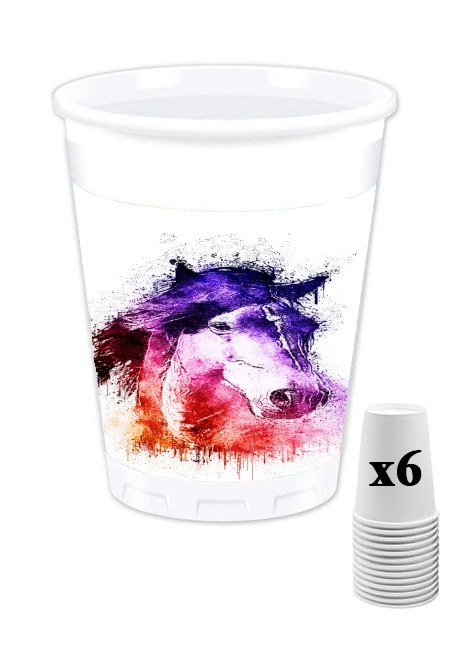 Gobelet personnalisable - Pack de 6 watercolor horse