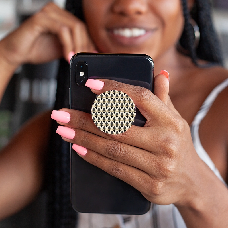 PopSockets grip Glitter Triangles in Gold Black And Nude