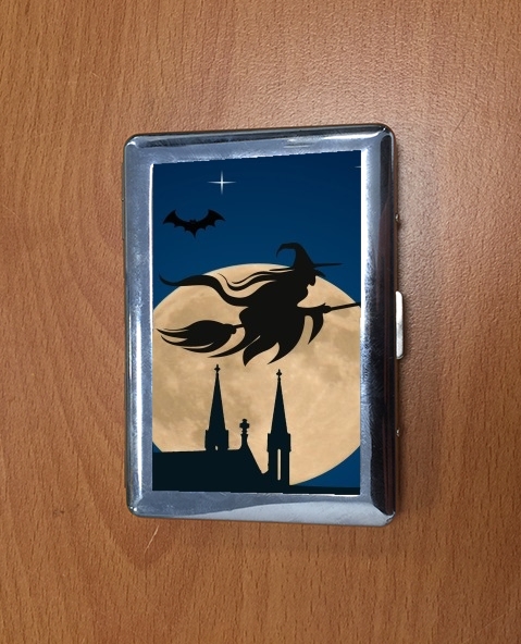 Porte Halloween Pleine Lune avec sorcière