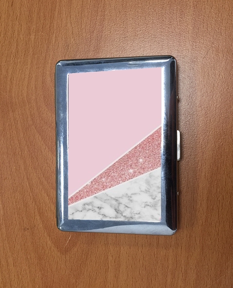 Porte Cigarette Initiale Marble and Glitter Pink