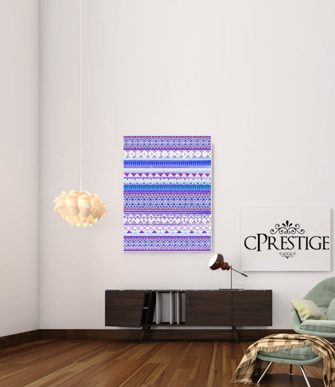 Poster Aztec Tribal ton bleu et violet