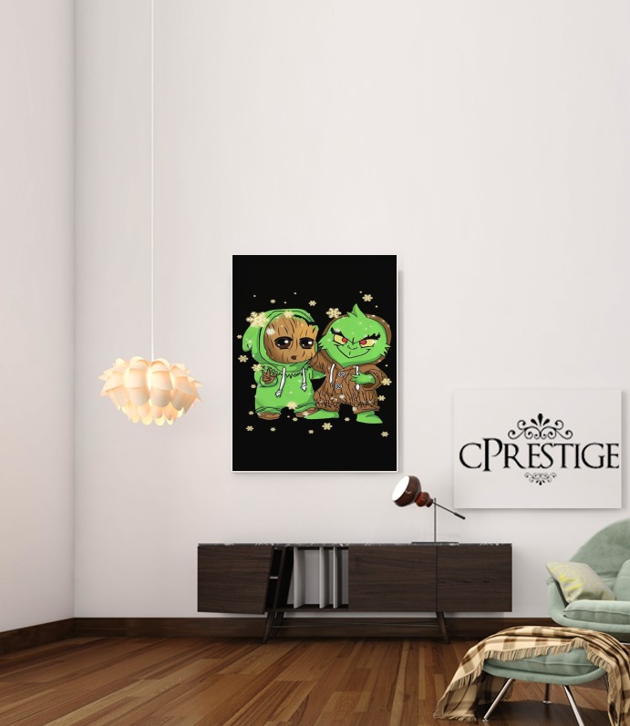 Poster Baby Groot and Grinch Christmas