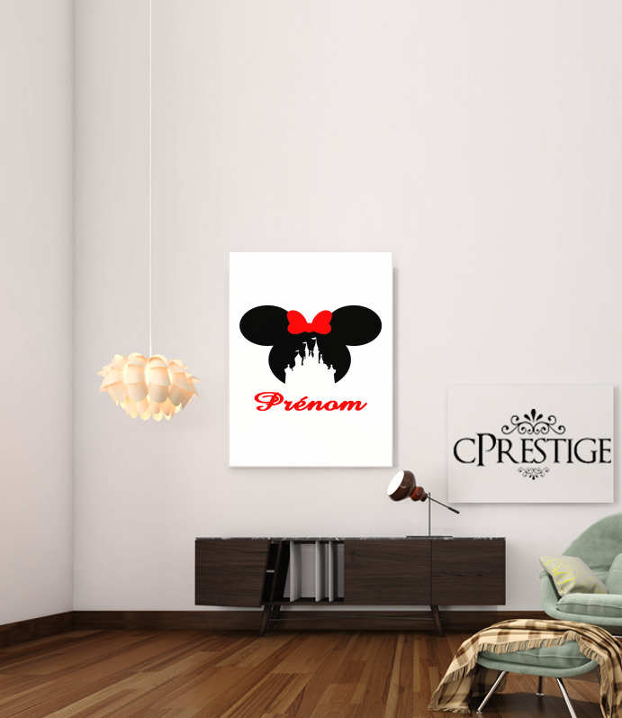 Poster Silhouette Minnie Château avec prénom personnalisable