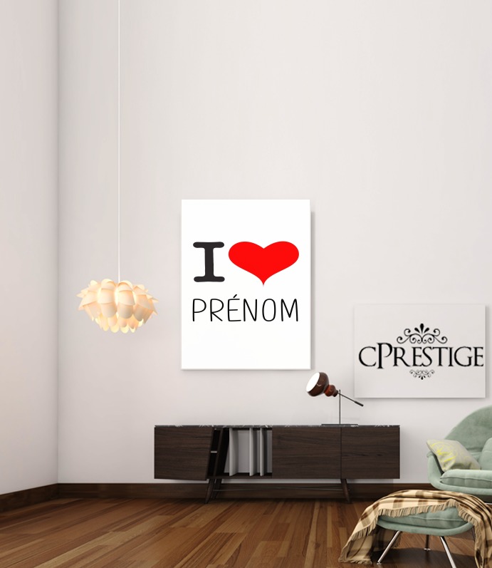 Poster I love Prénom - Personnalisable avec nom de ton choix
