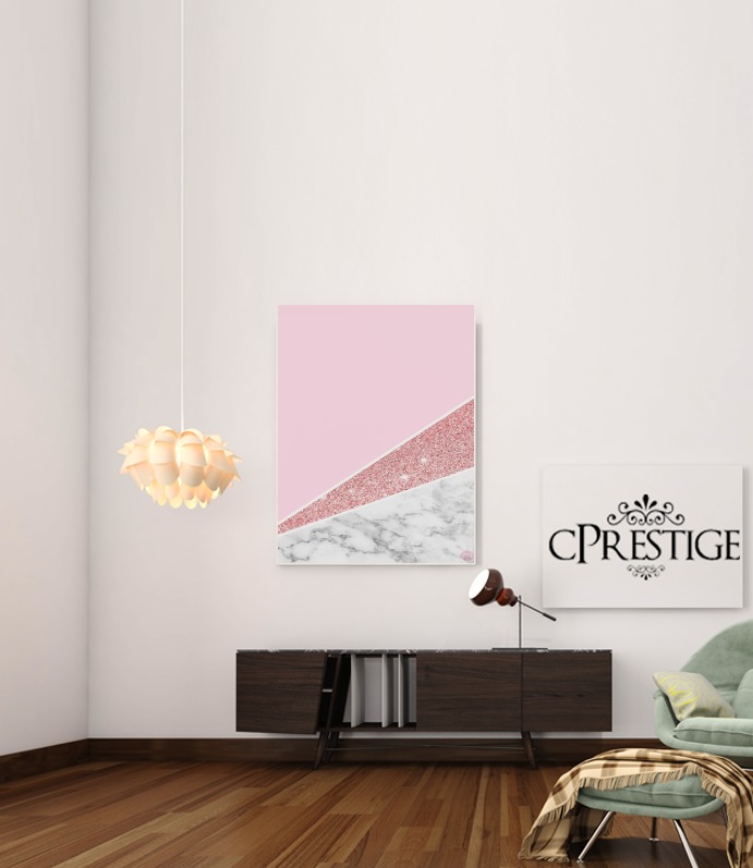 Poster Initiale Marble and Glitter Pink