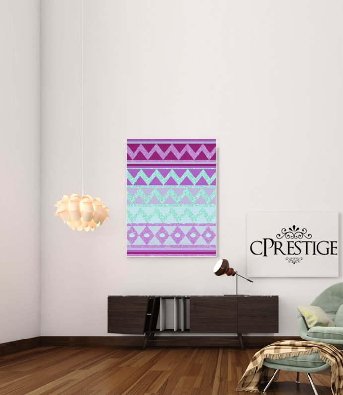 Poster Tribal Chevron in pink and mint glitter