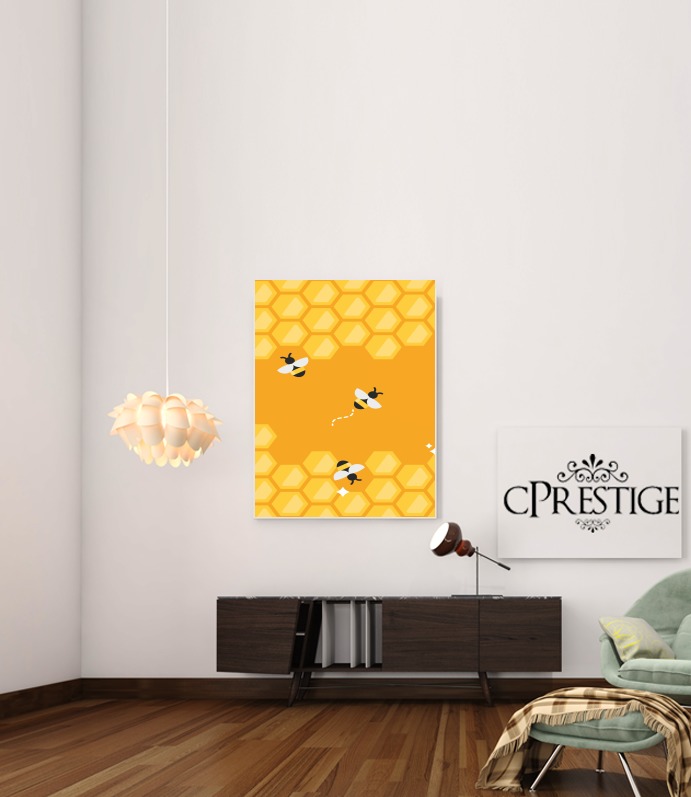 Poster Yellow hive with bees