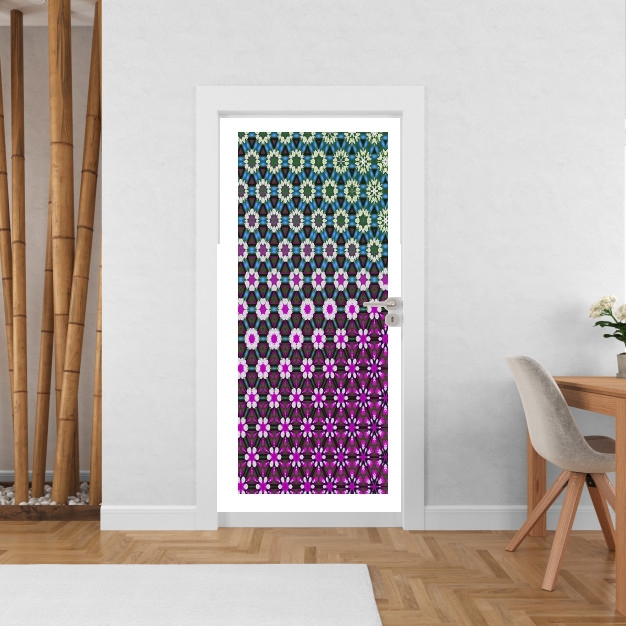 Sticker Abstract bright floral geometric pattern teal pink white