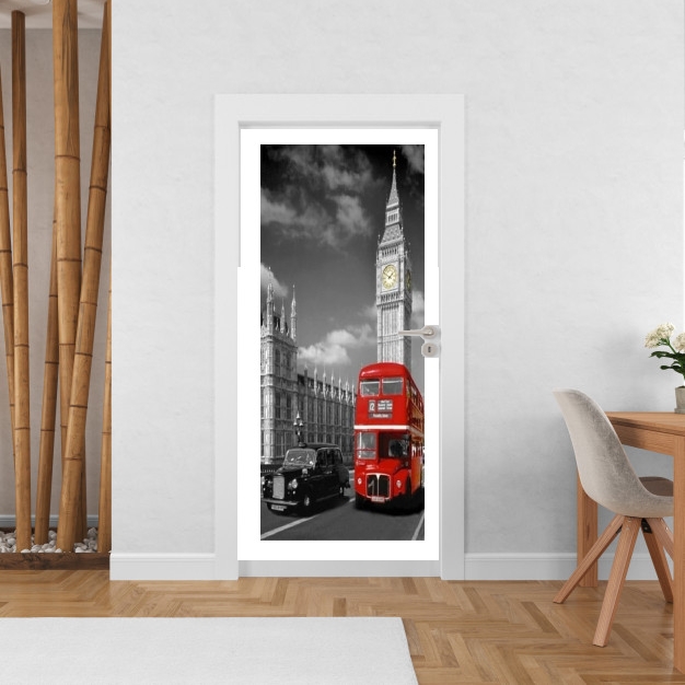 Sticker porte avec vos photos - Poster Porte Bus Rouge de Londres