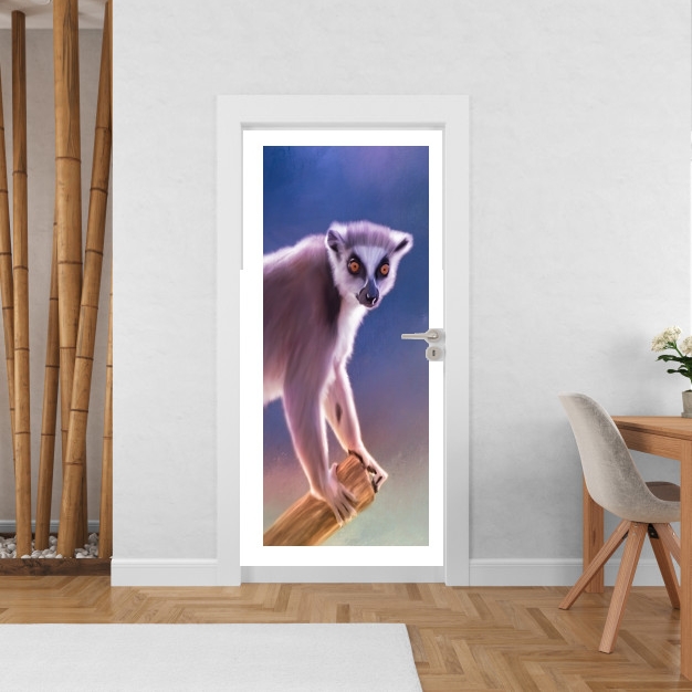 Sticker Cute painted Ring-tailed lemur