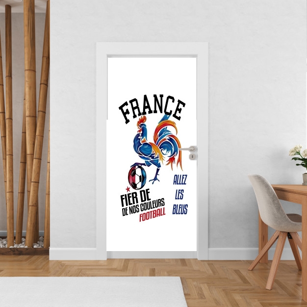 Sticker France Football Coq Sportif Fier de nos couleurs Allez les bleus