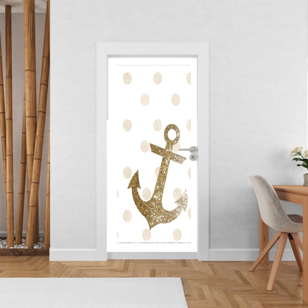 Sticker Glitter Anchor and dots in gold