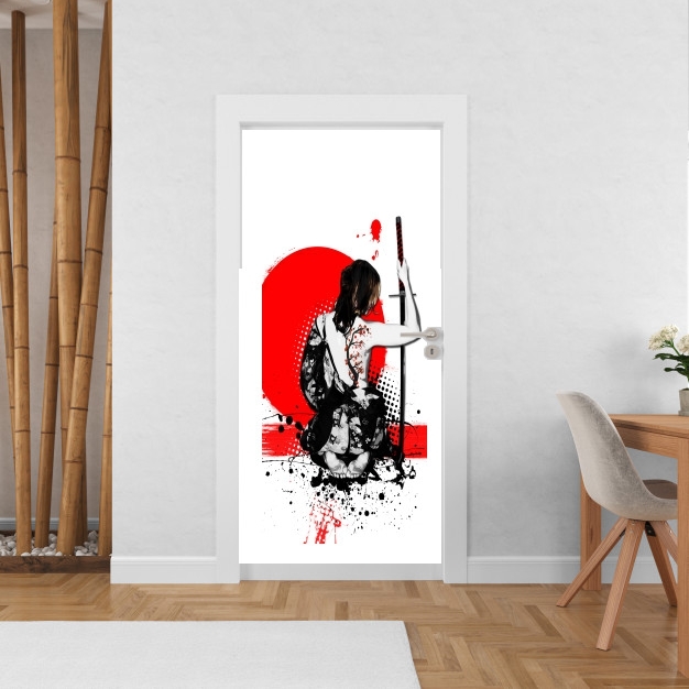 Sticker porte avec vos photos - Poster Porte Trash Polka - Female Samurai