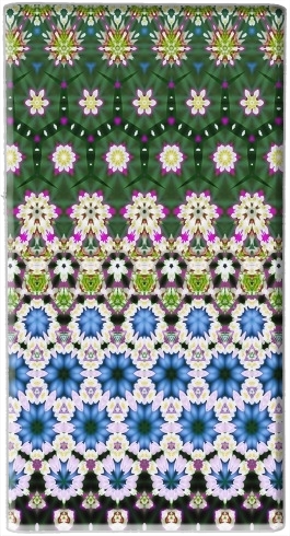 Batterie Abstract ethnic floral stripe pattern white blue green