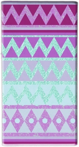 Batterie Tribal Chevron in pink and mint glitter