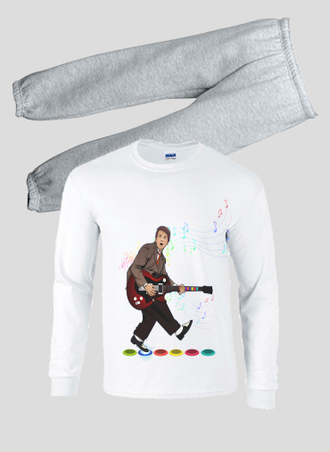 Pyjama Marty McFly plays Guitar Hero