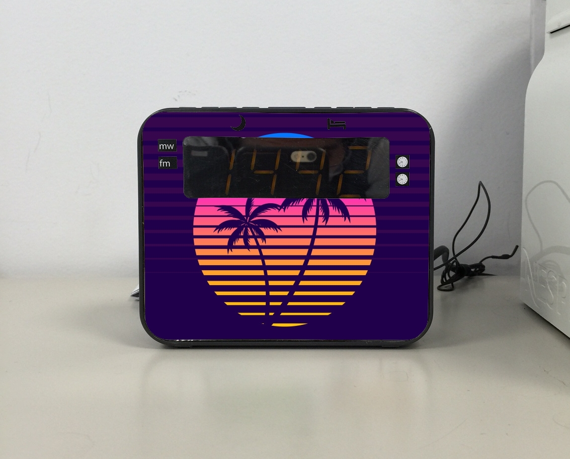 Radio-réveil Classic retro 80s style tropical sunset