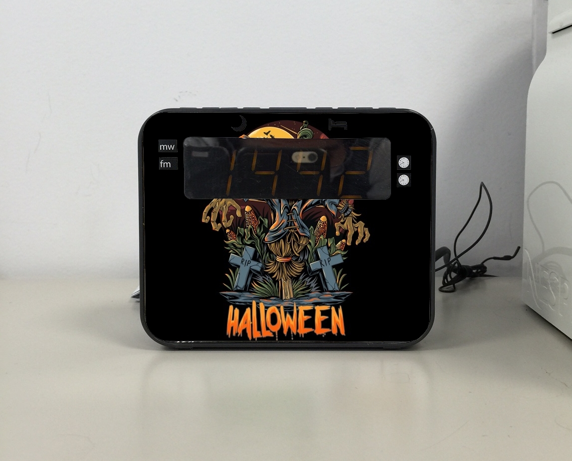 Radio-réveil Halloween Pumpkin Crow Graveyard
