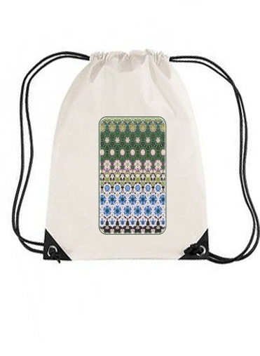 Sac Abstract ethnic floral stripe pattern white blue green