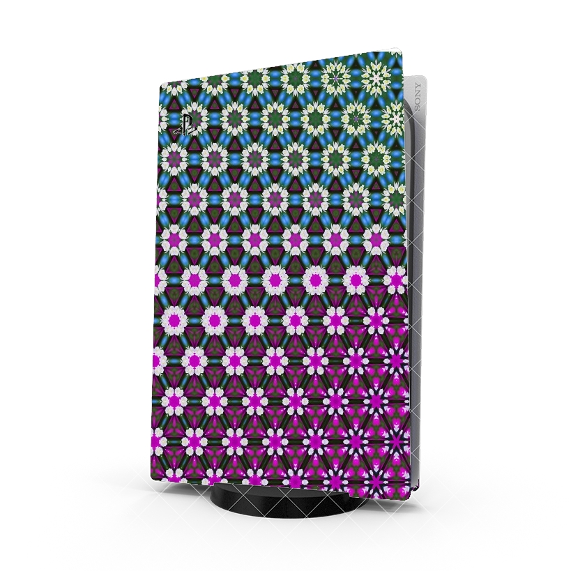 Autocollant Abstract bright floral geometric pattern teal pink white