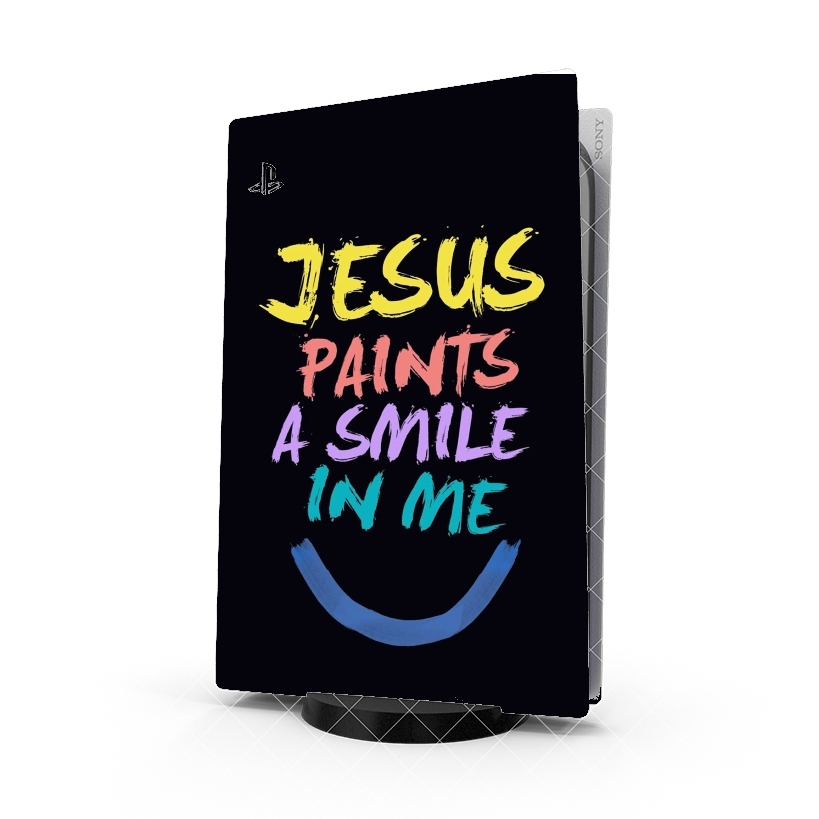 Autocollant Playstation 5 - Stickers PS5 Jesus paints a smile in me Bible