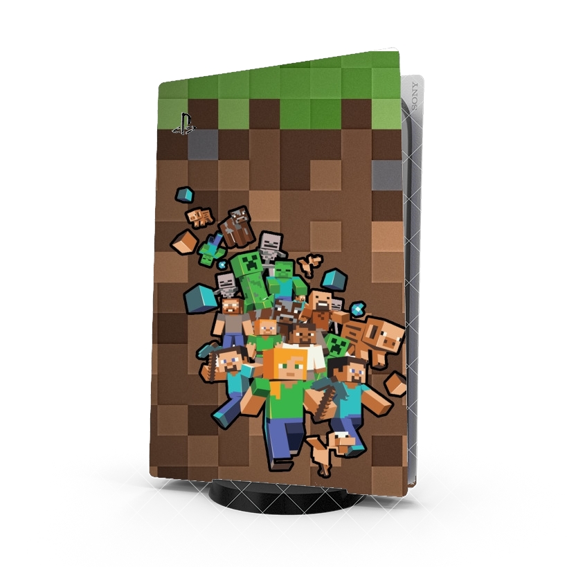 Autocollant Playstation 5 - Stickers PS5 Minecraft Creeper Forest