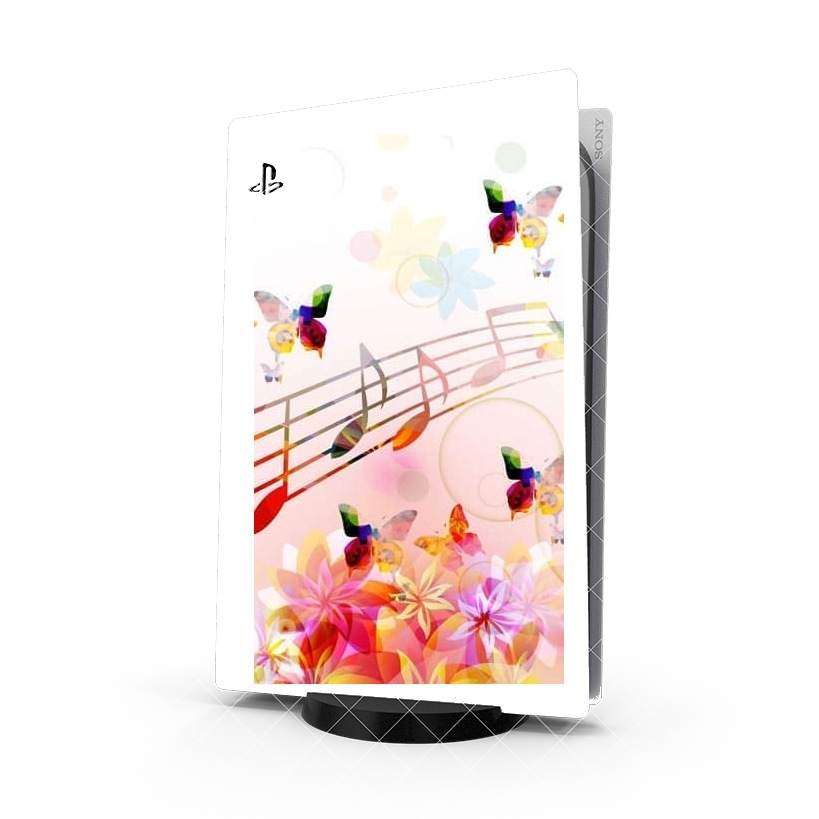 Autocollant Playstation 5 - Stickers PS5 Notes de musique Papillon colorés